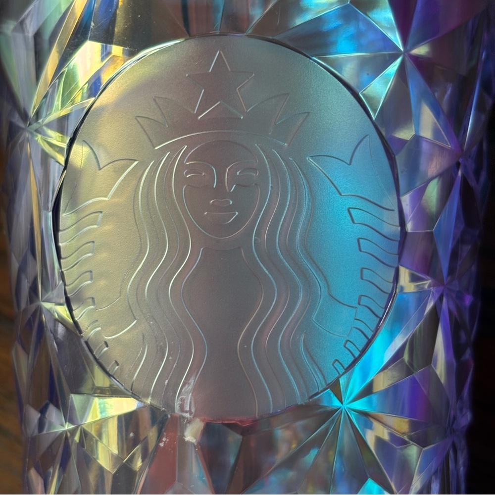 Starbucks 2023 Iridescent Holographic Diamond Prism 16 ounce Tumbler with Straw - Picture 5 of 15